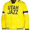Utah Jazz Yellow And Black Varsity Hooded Jacket