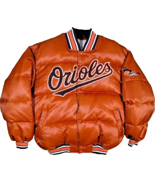 Vintage Baltimore Orioles 90’s Puffer Orange Jacket