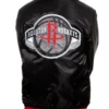 VonRueden Houston Rockets Black Satin Varsity Jacket Back