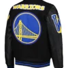 Warriors Black And Blue Wool Varsity Jacket Back