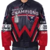 Washington Nationals Champions Full Snap Leather Blue Jacket