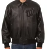 Washington Nationals Classic Bomber Black Leather Jacket