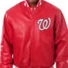 Washington Nationals Red Leather Varsity Jacket