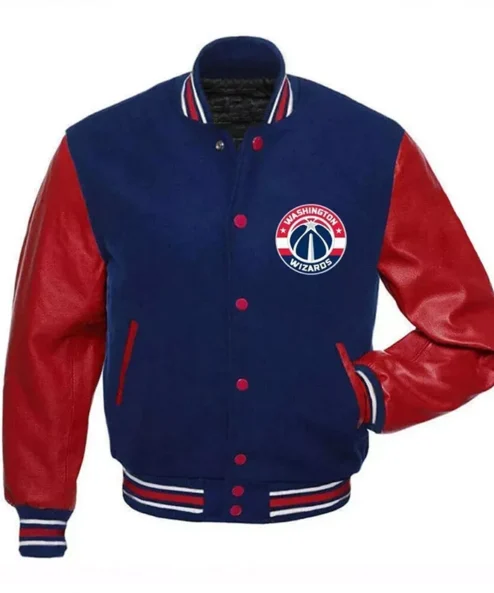 Washington Wizards Blue and Red Letterman Varsity Jacket