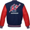 Washington Wizards Blue and Red Letterman Varsity Jacket Back