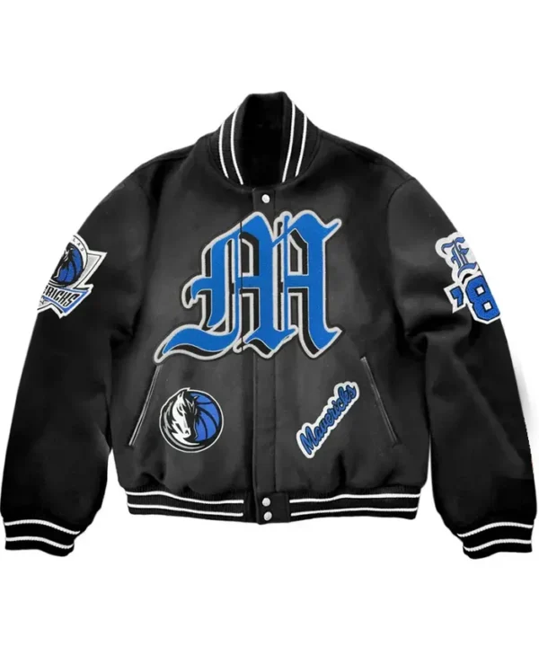 Wilber Dallas Mavericks Black Letterman Wool Varsity Jacket