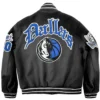 Wilber Dallas Mavericks Black Letterman Wool Varsity Jacket Back