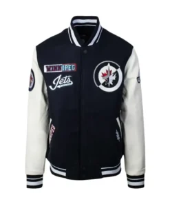 Winnipeg Jets Black And White Letterman Varsity Jacket