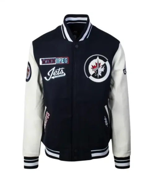 Winnipeg Jets Black And White Letterman Varsity Jacket