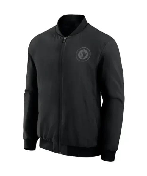 Winnipeg Jets Black Full-Zip-Up Bomber Jacket