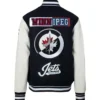 Winnipeg Jets Black and White Letterman Jacket For Men and Women