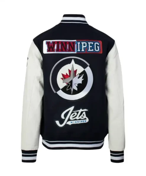 Winnipeg Jets Black and White Letterman Jacket For Men and Women