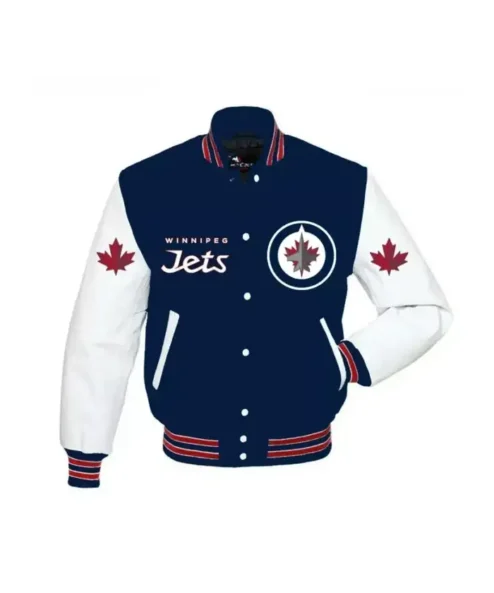 Winnipeg Jets Blue And White Letterman Varsity Jacket