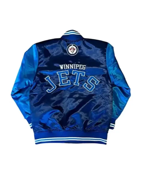Winnipeg Jets Blue Satin Varsity Jacket