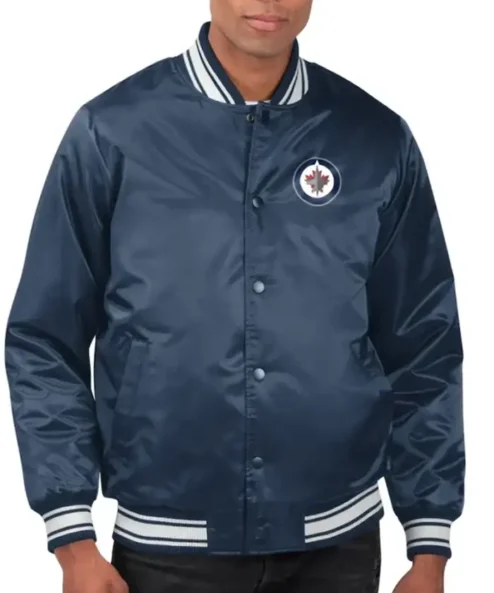 Winnipeg Jets Printed Team Logo Satin Varsity Jacket