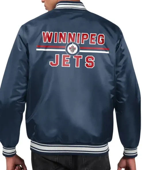 Winnipeg Jets Printed Team Logo Satin Varsity Jacket For Men And Women