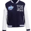 Yankees New York Varsity Heather White Baseball Jacket