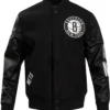 Yoshiko Brooklyn Nets Black Wool Varsity Jacket
