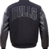 Zoey Chicago Bulls Black Wool Varsity Jacket Back
