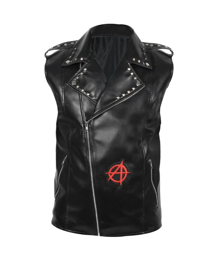 Spider-Man Spider-Punk Leather Vest from Across the Spider-Verse with a distinctive punk aesthetic