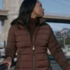 Amanda Warren The Night Agent S02 Brown Puffer Jacket