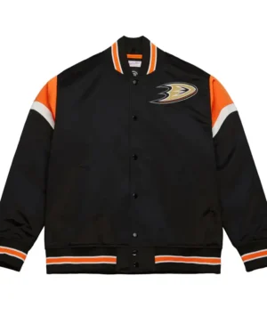 Anaheim Ducks Black Full Snap Varsity Jacket