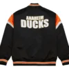 Anaheim Ducks Black Full Snap Varsity Jacket Back