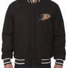 Anaheim Ducks Black Wool Full Snap Varsity Jacket