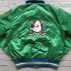 Anaheim Ducks Green Full Snap Varsity Jacket Back