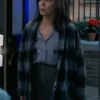 Anna Devane General Hospital Blue Wool Plaid Coat