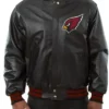 Arizona Cardinals Black Leather Bomber Jacket