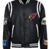 Arizona Cardinals Full Snap Black Vegan Leather Jacket