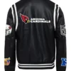 Arizona Cardinals Full Snap Vegan Black Leather Jacket