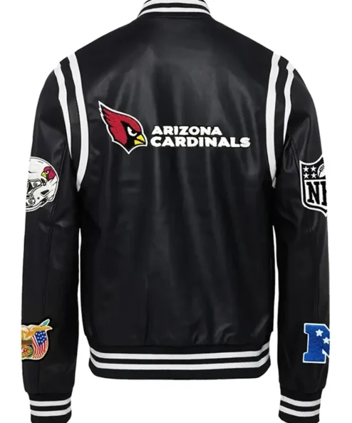 Arizona Cardinals Full Snap Vegan Black Leather Jacket