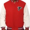 Atlanta Falcons White and Red Wool Letterman Jacket