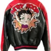 Betty Boop Red and Black Leather Jacket Back