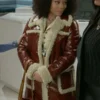 Beyond the Gates Eva Thomas Brown Leather Coat For Women