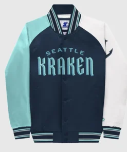 Bonita Seattle Kraken Satin Varsity Jacket