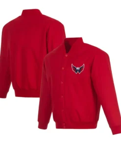 Bria San Jose Sharks Red Full Snap Varsity Jacket