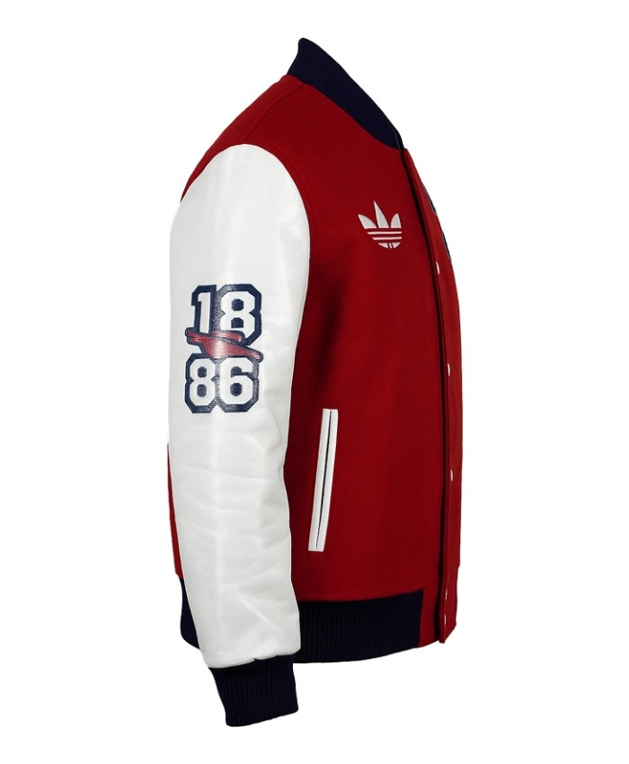 Arsenal Noble Maroon And White Varsity Jacket For Sale Now