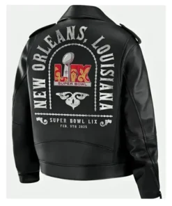 Buy Erin Andrews Super Bowl LIX Oversized Biker Leather Jacket For Sale