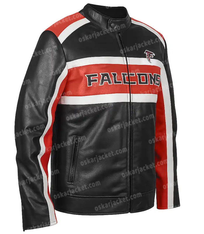 Buy Men's Team Atlanta Falcons Leather Biker Jacket