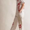 Buy Paula Vreeland TV Series Sweet Magnolias S04 Caroline Lagerfelt White and Red Floral Jumpsuit