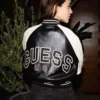 Caylee Cowan Cropped Leather Varsity Jacket Back