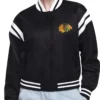 Chicago Blackhawks Black Printed Logo Satin Jacket