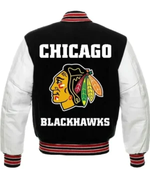 Chicago Blackhawks Varsity Black And White Jacket