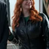 Christina Hendricks Small Town Big Story Black Leather Jacket