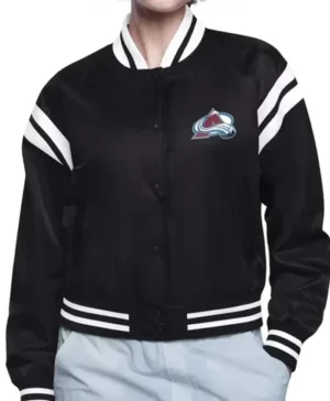 Colorado Avalanche Black Satin Varsity Jacket