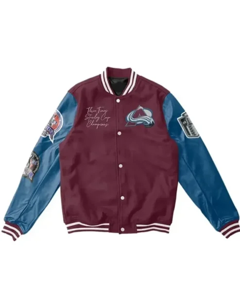 Colorado Avalanche Blue And Maroon Varsity Jacket