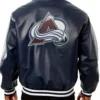Colorado Avalanche Blue Bomber Leather Jacket
